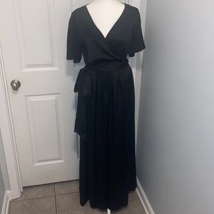 Baltic Born Black Sicily Satin Maxi Dress, Large